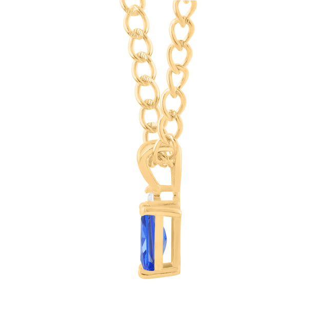 Tanzanite Gemstone & Diamond Solid 14k Yellow Gold Pendant