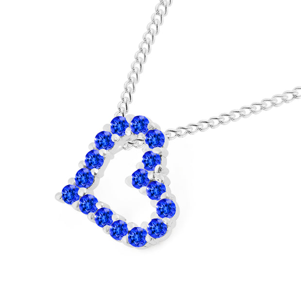 Tanzanite Gemstone Solid 14k White Gold Heart Pendant