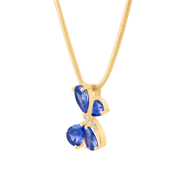 Tanzanite Gemstone & Diamond Solid 14k Yellow Gold Pendant