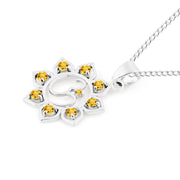 Citrine Gemstone Solid 925 Sterling Silver OM Pendant