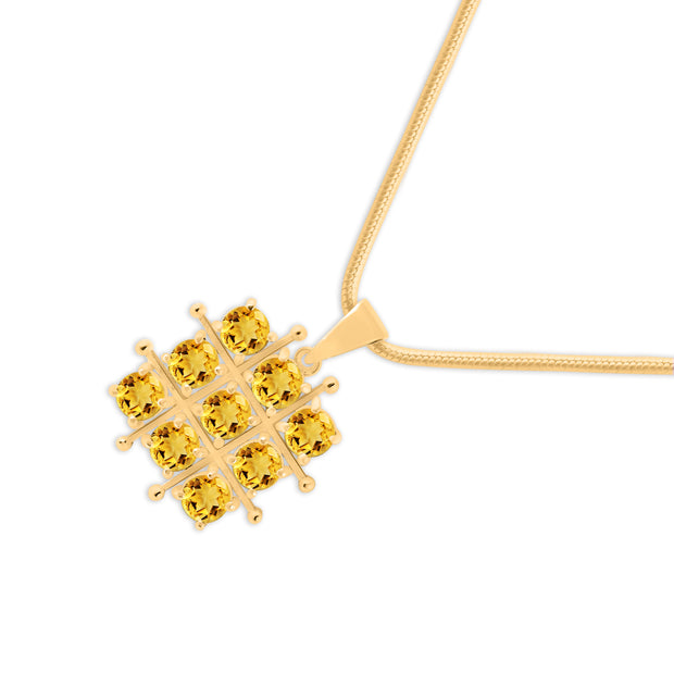 Citrine Gemstone Solid 14k Yellow Gold Pendant