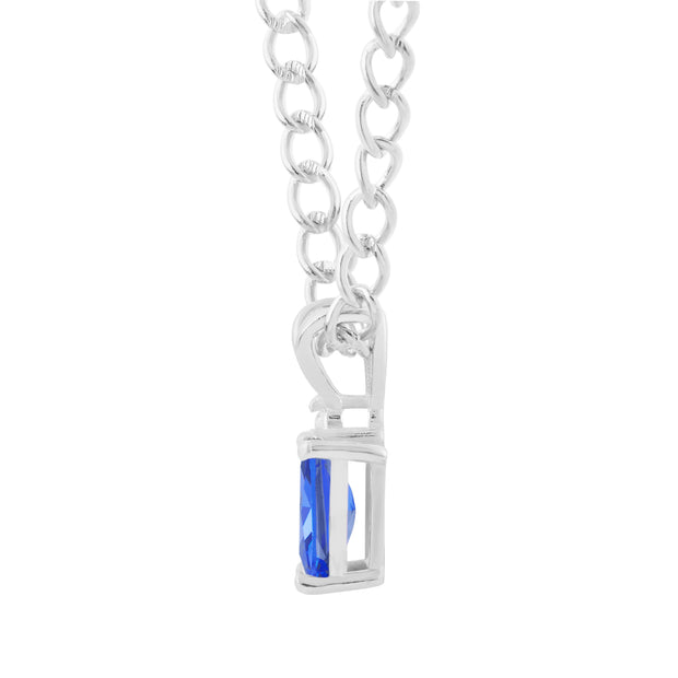 Tanzanite Gemstone & Diamond Solid 14k White Gold Pendant
