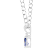 Tanzanite Gemstone & Diamond Solid 14k White Gold Pendant
