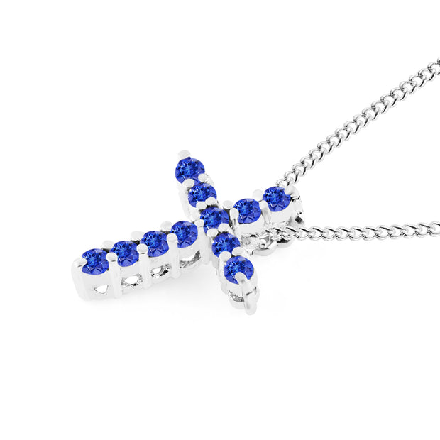 Tanzanite Gemstone Solid 925 Sterling Silver Cross Pendant