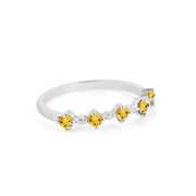 Citrine Gemstone Solid 14k White Gold Ring