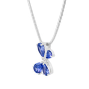 Tanzanite Gemstone & Diamond Solid 925 Sterling Silver Pendant