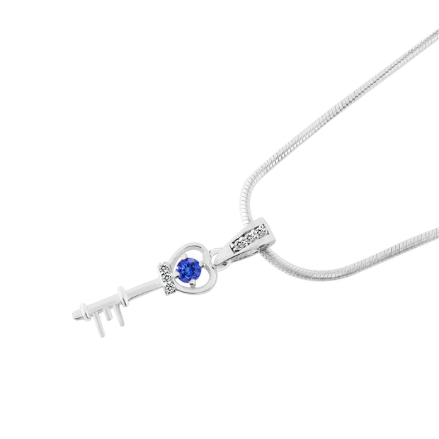 Tanzanite Gemstone & Diamond Solid 925 Sterling Silver Pendant