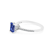 Tanzanite & Diamond Gemstone Solid 14k White Gold Ring