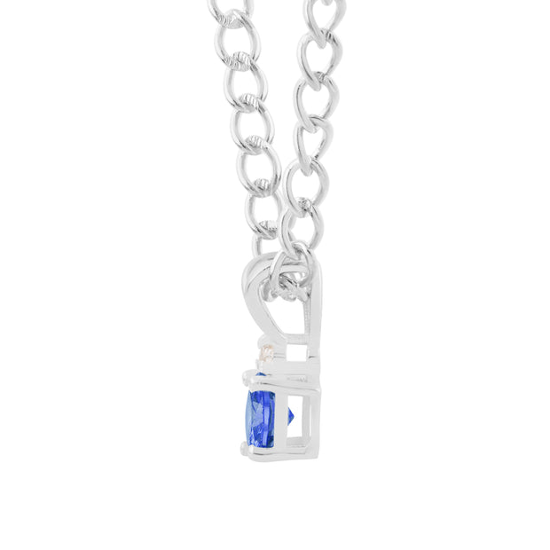Tanzanite Gemstone & Diamond Solid 14k White Gold Pendant