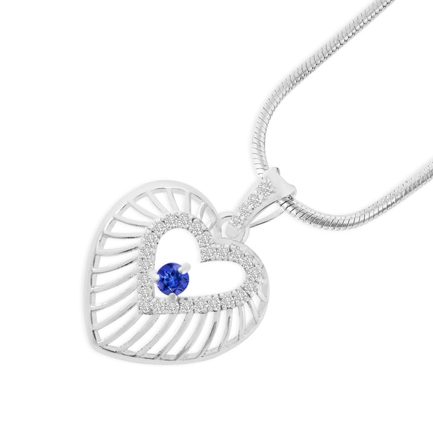 Tanzanite Gemstone & Diamond Solid 925 Sterling Silver Pendant