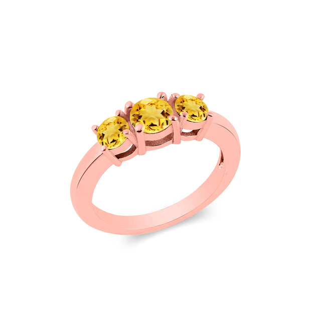 Citrine Gemstone Solid 14k Rose Gold Ring