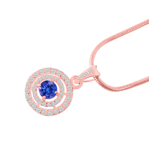 Tanzanite Gemstone Solid 14k Rose Gold Pendant
