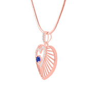 Tanzanite Gemstone & Diamond Solid 14k Rose Gold Heart Pendant