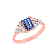 Tanzanite Gemstone & Diamond Solid 14k Rose Gold Ring