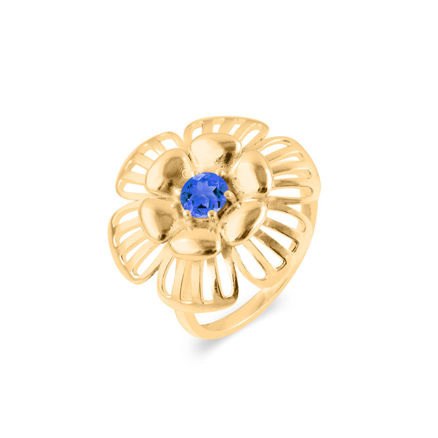 Tanzanite Gemstone Solid 14k Yellow Gold Ring