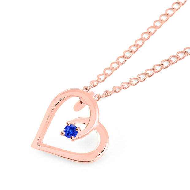 Tanzanite Gemstone Solid 14k Rose Gold Heart Pendant