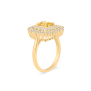 Citrine Gemstone & Diamond Solid 14k Yellow Gold Ring