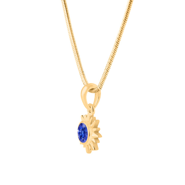 Tanzanite Gemstone Solid 14k Yellow Gold Pendant