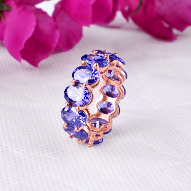 Tanzanite Gemstone Solid 14k Rose Gold Ring