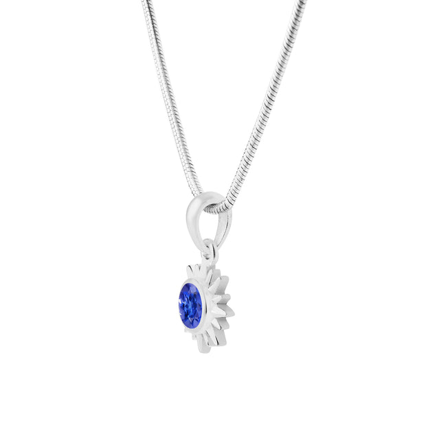 Tanzanite Gemstone Solid 14k White Gold Pendant