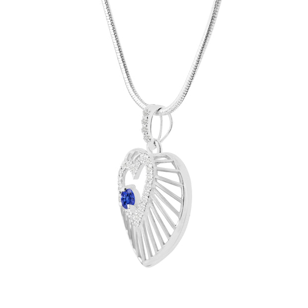 Tanzanite Gemstone & Diamond Solid 925 Sterling Silver Pendant