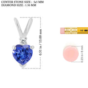 Tanzanite Gemstone & Diamond Solid 925 Sterling Silver Pendant