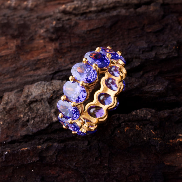 Tanzanite Gemstone Solid 14k Yellow Gold Ring
