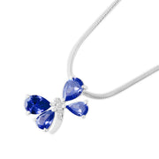 Tanzanite Gemstone & Diamond Solid 925 Sterling Silver Pendant