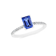 Tanzanite & Diamond Gemstone Solid 14k White Gold Ring