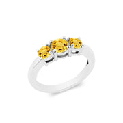 Citrine Gemstone Solid 14k White Gold Ring