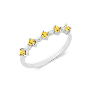 Citrine Gemstone Solid 14k White Gold Ring