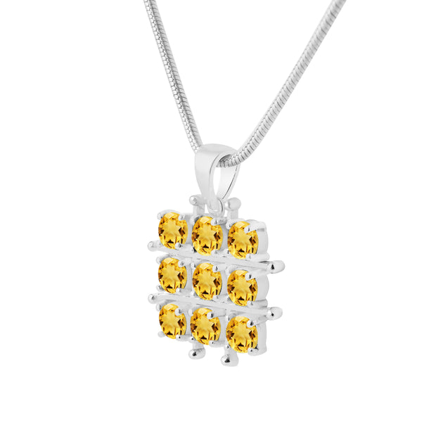 Citrine Gemstone Solid 925 Sterling Silver Pendant
