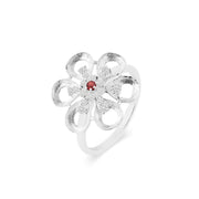 Garnet Gemstone & Diamond Solid 14k White Gold Ring