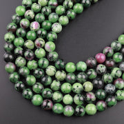 Natural Ruby zoisite Gemstone Round Smooth Beads String