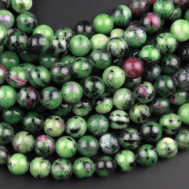 Natural Ruby zoisite Gemstone Round Smooth Beads String