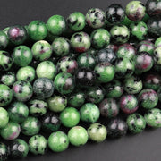 Natural Ruby zoisite Gemstone Round Smooth Beads String