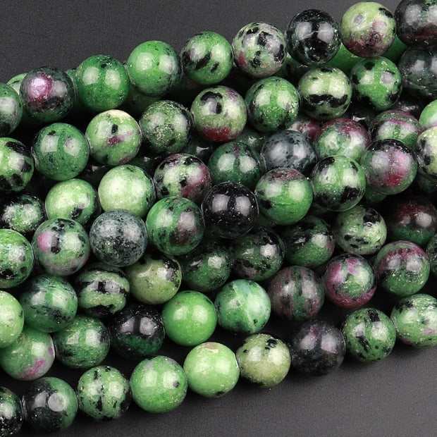 Natural Ruby zoisite Gemstone Round Smooth Beads String