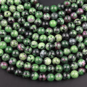 Natural Ruby zoisite Gemstone Round Smooth Beads String