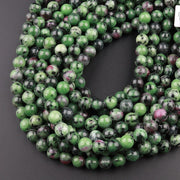 Natural Ruby zoisite Gemstone Round Smooth Beads String
