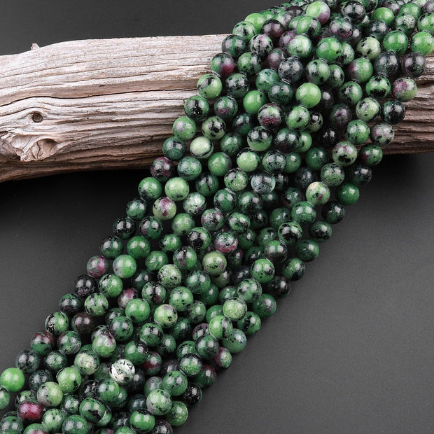 Natural Ruby zoisite Gemstone Round Smooth Beads String
