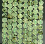Natural Prehnite Gemstone Round Smooth Beads String
