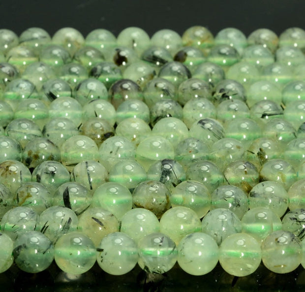 Natural Prehnite Gemstone Round Smooth Beads String
