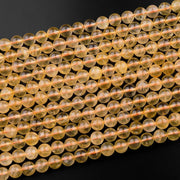 Natural Citrine Gemstone Round Smooth Beads String