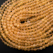 Natural Citrine Gemstone Round Smooth Beads String