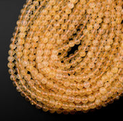 Natural Citrine Gemstone Round Smooth Beads String
