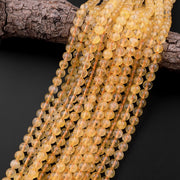 Natural Citrine Gemstone Round Smooth Beads String