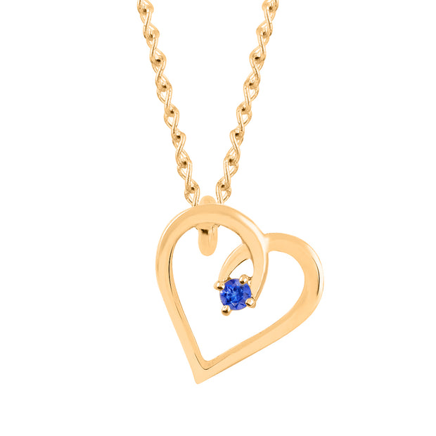 Tanzanite Gemstone Solid 14k Yellow Gold Heart Pendant
