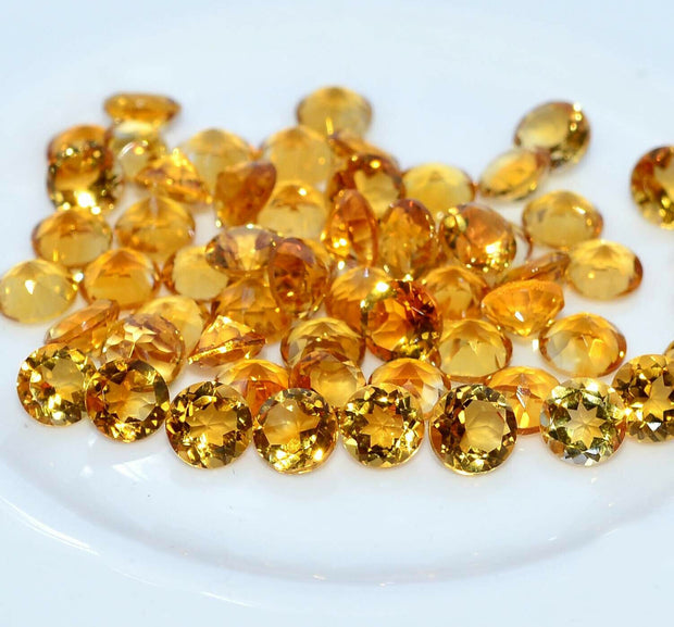 Natural Citrine 5 MM Round Cut Loose Gemstone