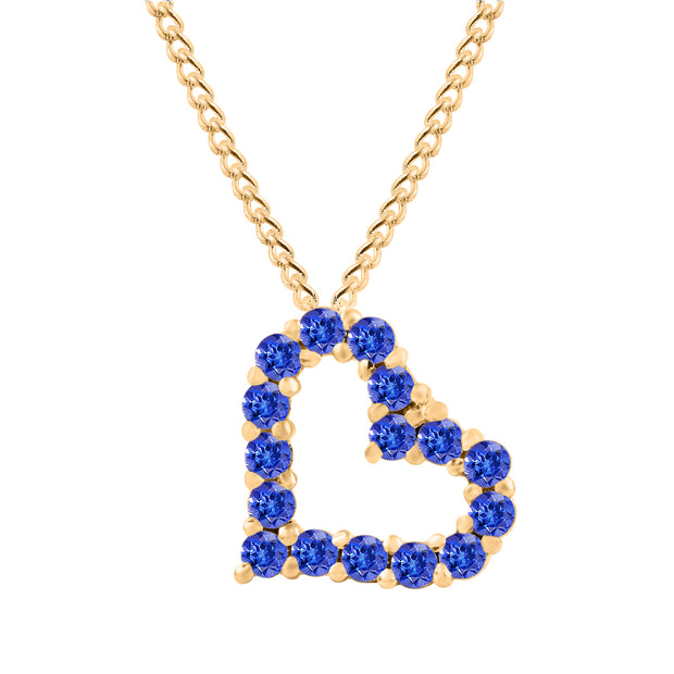Tanzanite Gemstone Solid 14k Yellow Gold Heart Pendant