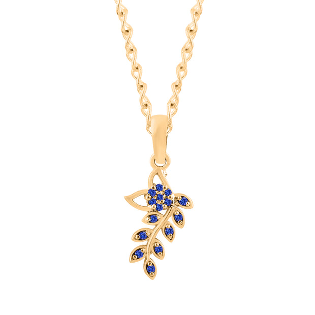 Tanzanite Gemstone Solid 14k Yellow Gold Leaf Pendant